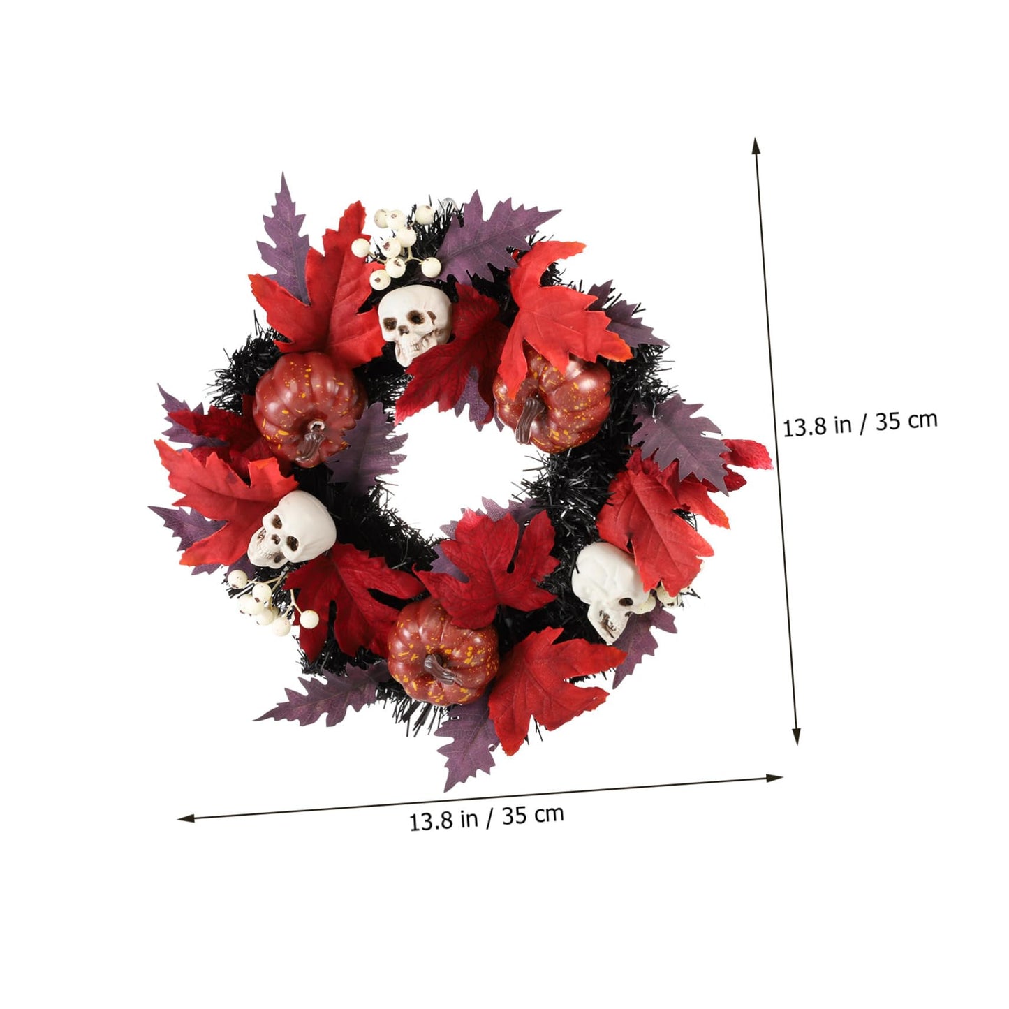 1pc Halloween Wreath Maple Leaf Wreath Decorative Outdoor Decor Halloween Garland Pendant Skull Pendant Pumpkin Wreath Pumpkin Door Wreath Rattan Door Wreath Black Rattan Circle