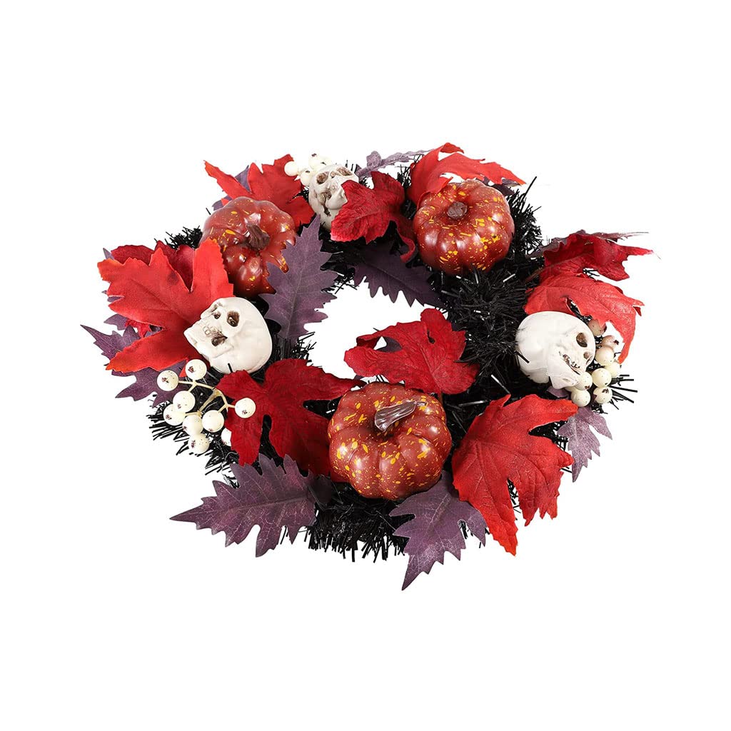 Artificial Wreath,Maple Leaf Flower Wreath Pumpkin Door Wreath,Artificial Spring and Summer Wreath, Wall Home Decor