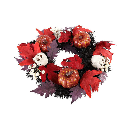 Artificial Wreath,Maple Leaf Flower Wreath Pumpkin Door Wreath,Artificial Spring and Summer Wreath, Wall Home Decor