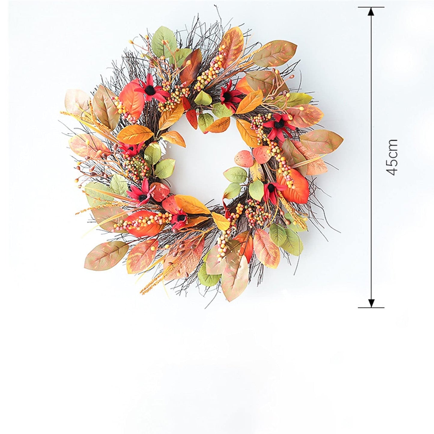 1pc Fall Berry Wreath, Sun Ring Door Hanging, Artificial Plants, Thanksgiving and Other Holiday Decorations, Indoor and Outdoor can be Used