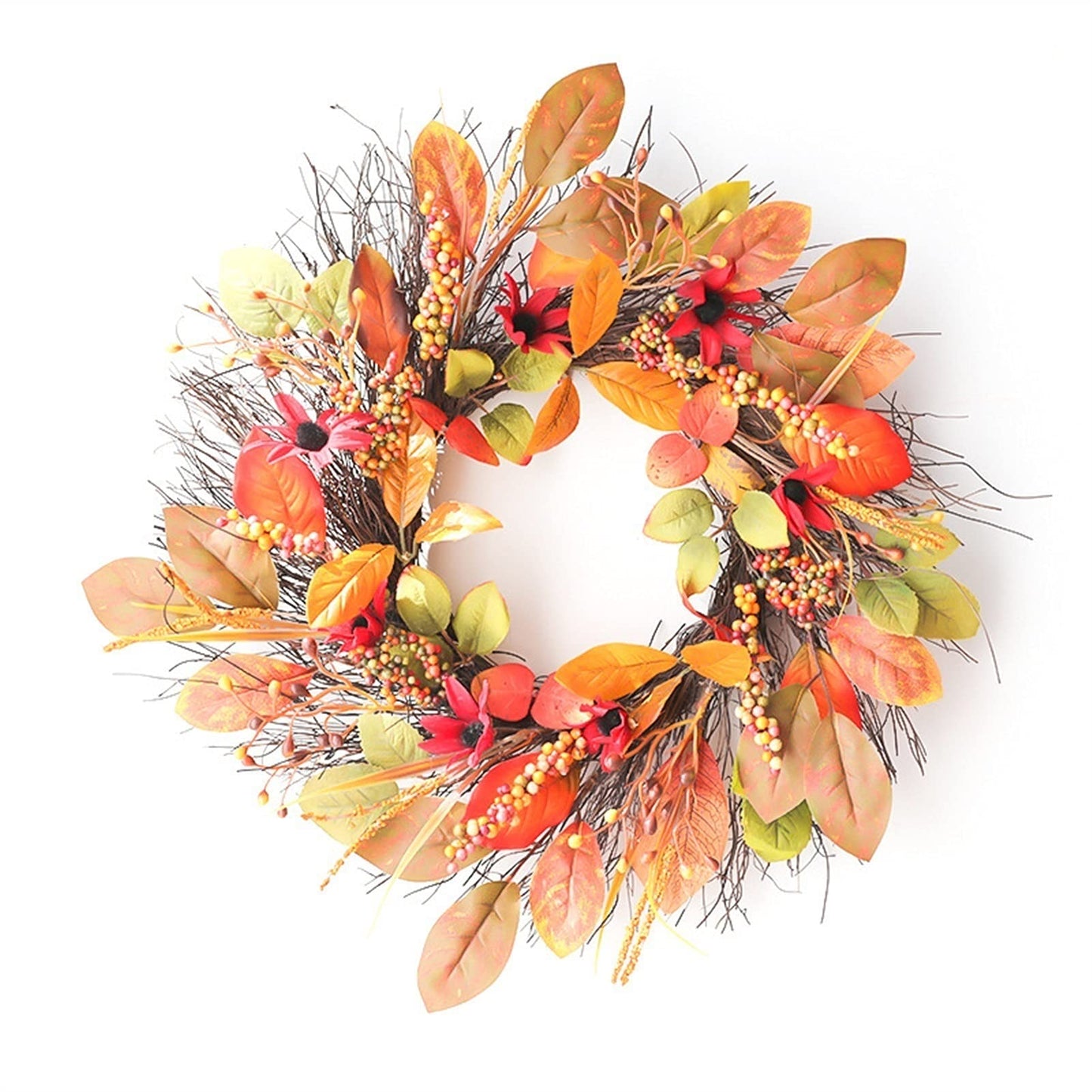 1pc Fall Berry Wreath, Sun Ring Door Hanging, Artificial Plants, Thanksgiving and Other Holiday Decorations, Indoor and Outdoor can be Used