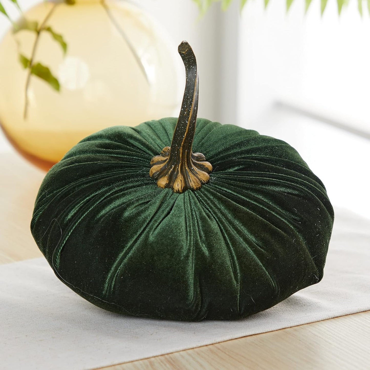 Set of 3 Velvet 9 Inch Pumpkins, Holiday Mantle Decor, Fall Halloween Thanksgiving Centerpiece, Rustic Fall Wedding Centerpiece (Rust, Gold, Olive)