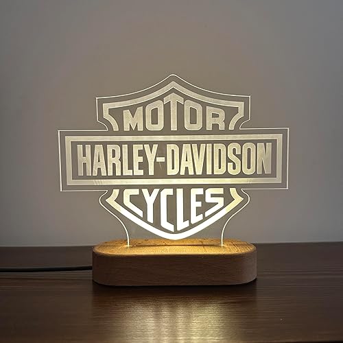 Harley Davidson 3D Illusion LED Lamp, Motorcycle Night Lamp, Bedside Night Light, Motorcycle Logo Lamp, Biker Club Light Decor, Harley Gift Davidson, Man Cave, Birthday Christmas Xmas Gifts