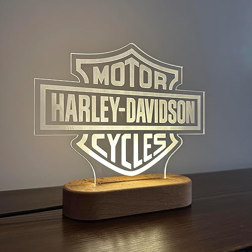 Harley Davidson 3D Illusion LED Lamp, Motorcycle Night Lamp, Bedside Night Light, Motorcycle Logo Lamp, Biker Club Light Decor, Harley Gift Davidson, Man Cave, Birthday Christmas Xmas Gifts