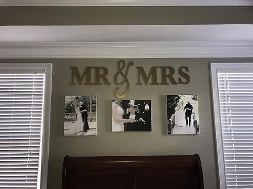 Mr & Mrs Wall Hanging Decor Set, Artwork for Wall Home Decor Over Headboard, Bedroom Mr & Mrs Above the Bed Sign Gift King Or Queen Size